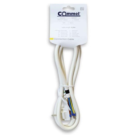 Priključni kabel Commel H05VV-F 3G2,5, 1,5 m, bijeli