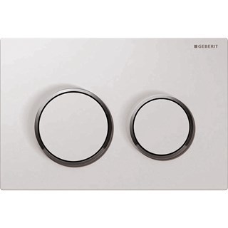 Tipka Geberit Omega20, ploča i tipke: bijela/dizajnerski prsteni: sjajni krom
