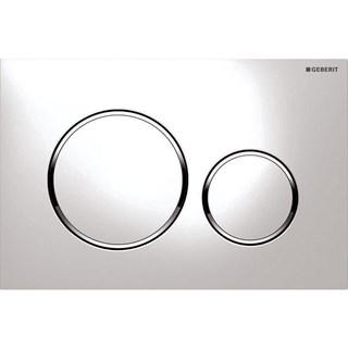 Tipka Geberit Sigma20, ploča i tipke: bijela/dizajnerski prsteni: sjajni krom