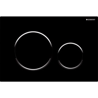 Tipka Geberit Sigma20, ploča i tipke: crna/dizajnerski prsteni: sjajni krom
