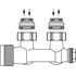 H-ventil dvocijevni Oventrop, kutni, termostatski, za vertikalni aluminijski/vertikalni pločasti/kupaonski radijator, s reduciranim nazuvicama, krom