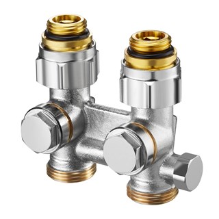 H-ventil univerzalni Oventrop, ravni, za pločasti/aluminijski radijator, s reduciranim nazuvicama, krom