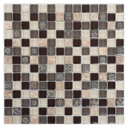 Mozaik pločica May Crystal Mosaic Beauty Brown, 30x30 cm (1, 5x1, 5 cm), sjaj i mat, dekor