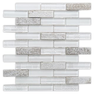 Mozaik pločica May Crystal Mosaic Delight White, 30x30 cm, sjaj i mat, dekor