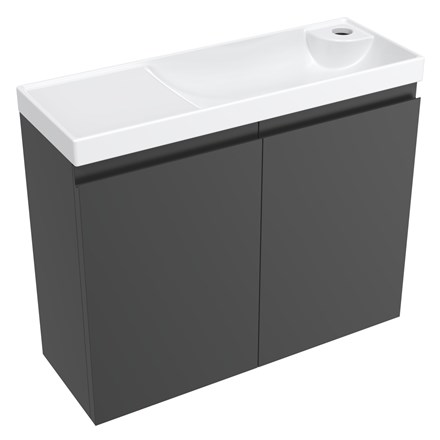 Kupaonski element viseći sa umivaonikom Concepto+ Slim, 60 cm, antracit, sa vratima 