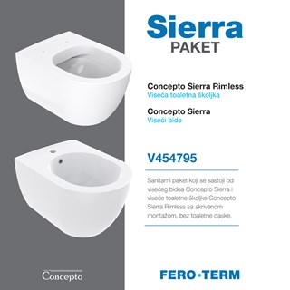 Sanitarni paket Concepto Sierra Rimless toaletna školjka viseća + Concepto Sierra bide viseći