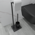 Toaletna četka+držač toaletnog papira Voxort Porto, stojeća, crna