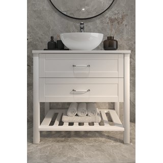 Kupaonski element stojeći bez umivaonika Concepto+ Eleanora, 80 cm, bijela, s 2 ladice, polica