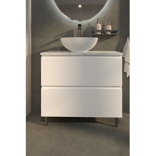 Kupaonski element stojeći bez umivaonika Concepto+ Trend S, 81 cm, s topom Calacatta, s 2 ladice