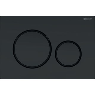 Tipka Geberit Sigma20, ploča i tipke: crna mat lakirane/dizajnerski prsteni: crni, s slojem "easy-to-clean"