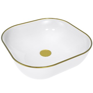 Umivaonik na ploču Concepto Bell Edge Gold, 42x42x14,5 cm, bijela/zlatna